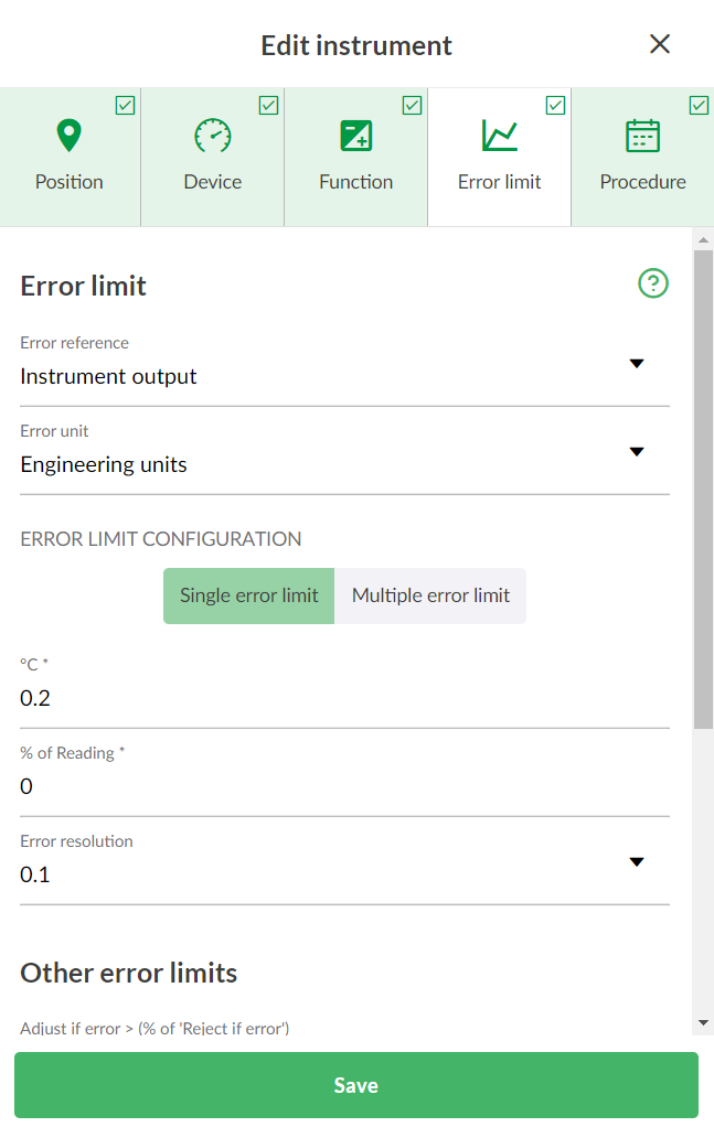 Error limits