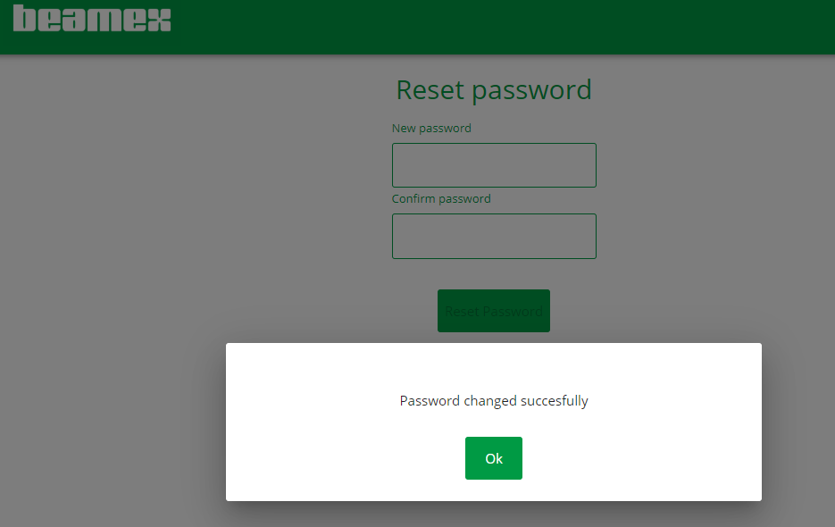 Password reset success