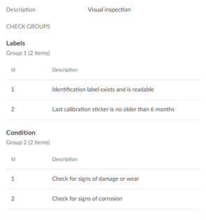 Checklist groups