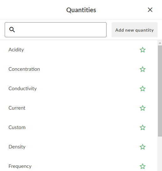 Add quantities and units select