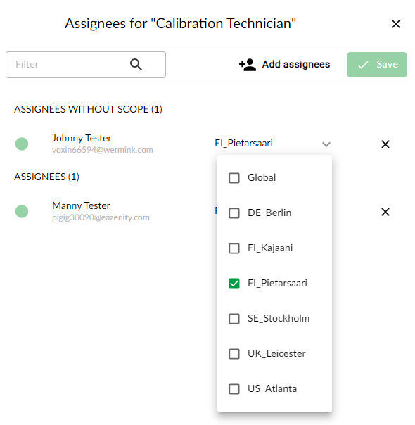 Assignee for role sbac