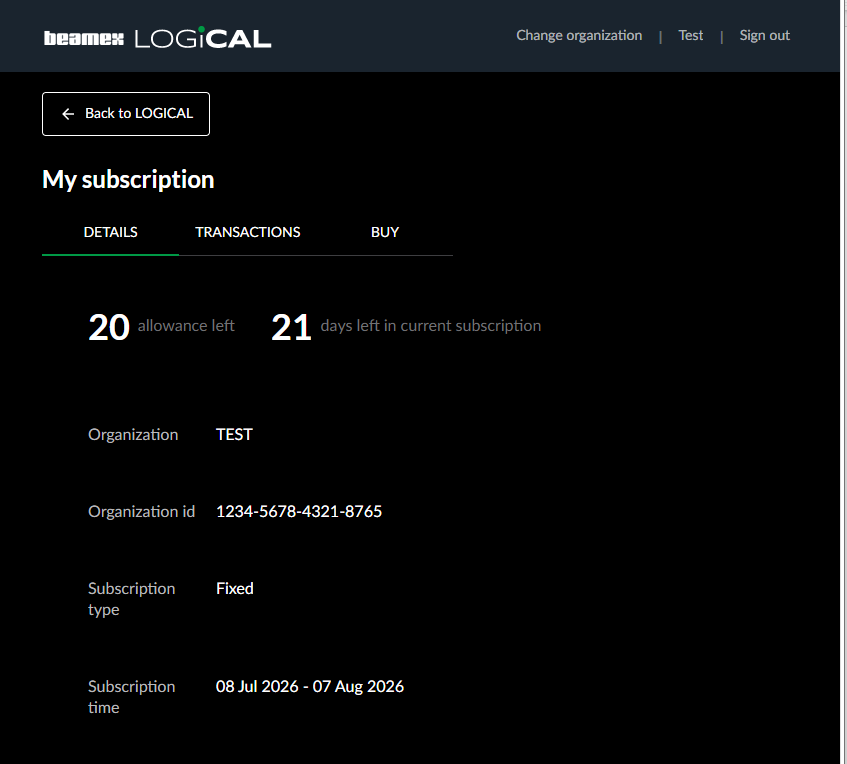 Subscription details