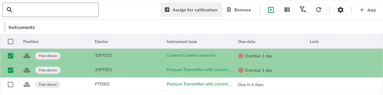 Assign for calibration view
