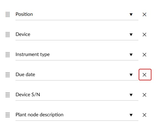 Column configurator removing columns