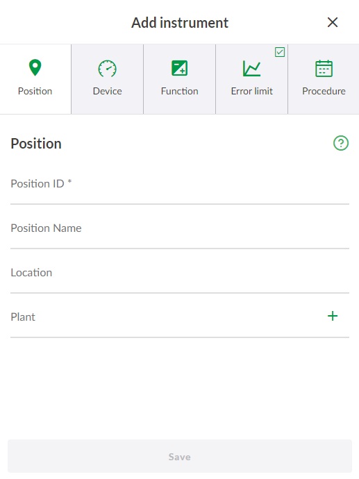 Create instrument form