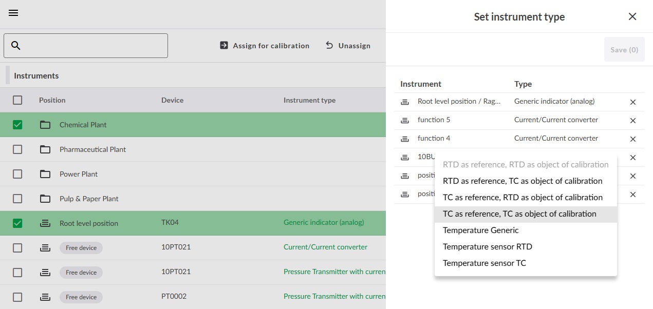 Set instrument type for plant node