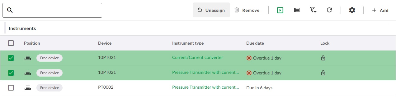 Unassign from calibration view