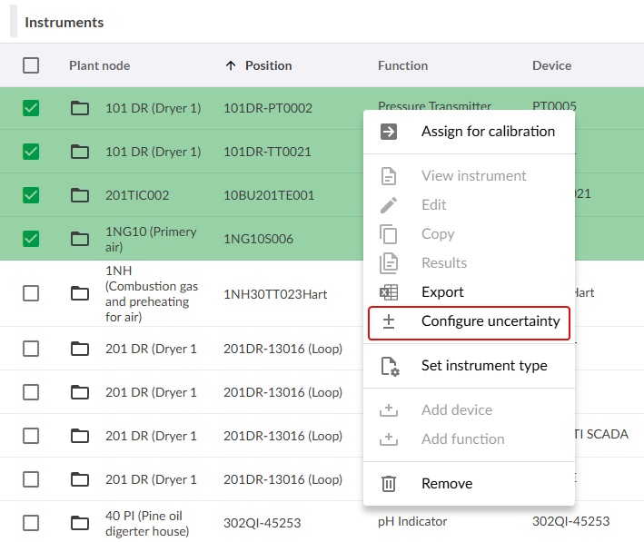 Configure uncertainty